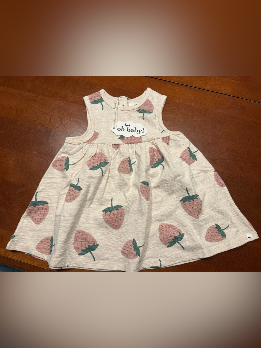 Oh Baby!- Cream Baby Dress with Pink Strawberry Print. 12/18 mo. NWT